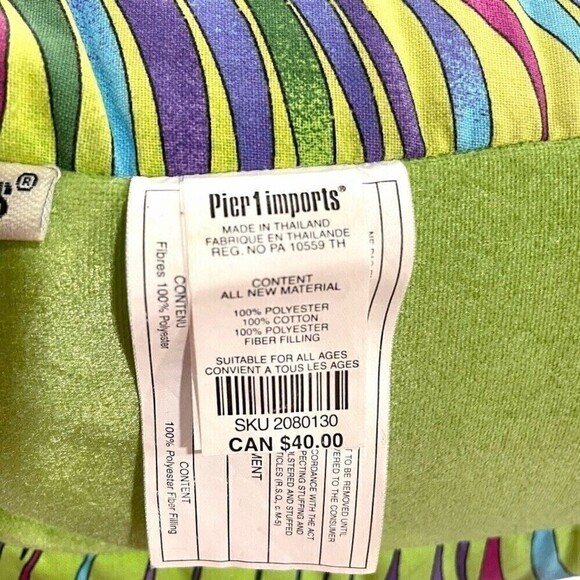 Pier 1 Imports Tiger Cat Accent Pillow Plush Stuffed Animal Green Jewel Tones - Picture 8 of 12